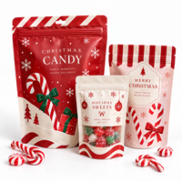 Pochette d'emballage personnalisée pour bonbons de Noël, sac alimentaire souple imprimé refermable pour confiseries, chocolats et friandises de fêtes