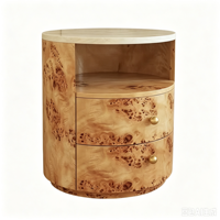 Table console cylindrique contemporaine en bois avec 2 tiroirs de rangement pour salon
