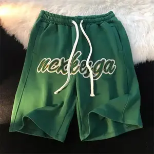 Tùy Chỉnh Màu Sắc Unisex Ngoài Trời Chạy Jogger Quần Short Cộng Với Kích Thước Người Đàn Ông Của Bông Chenille Thêu Logo Quần Short