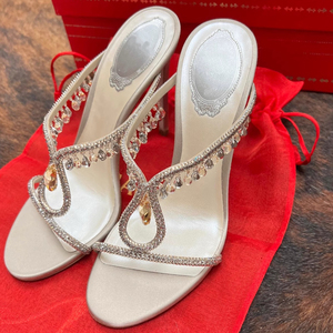 Sandales à talons hauts à bout ouvert et bride unique en strass pour femme – Nouvelle collection été 2026 – Talons fins et élégants - Product Image 1