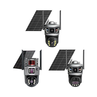Kamera Solar V380 4G Terlaris, Kamera Keamanan Luar Ruangan Lensa Ganda, Kamera Solar Nirkabel Kartu SIM 4G, Penglihatan Malam dengan Deteksi Gerak
