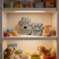 Ensemble commémoratif personnalisable en résine pour pattes d'animaux – Nom/date/citation gravable, design double patte, idéal pour un souvenir commémoratif canine