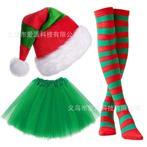 Ensemble de costumes de Noël pour femme, perruque, lunettes, gants, jupe rouge et blanche, tenue de fête de style européen - Product Image 4