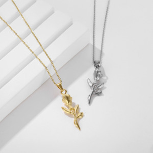 Olivia vente en gros de bijoux de luxe en acier inoxydable plaqué or ange gardien rose croix collier pendentif à breloque pour hommes et femmes - Product Image 5