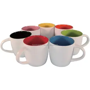 Taza de cerámica blanca en blanco de 11oz con posavasos