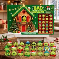Nouvelle boîte mystère Grinch 2026, Calendrier de l'Avent de Noël Squishy, Calendrier de l'Avent de jouets Squishy en forme de dumpling en gros pour les fêtes