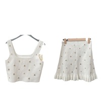Sandro robe femmes printemps/été français blanc Design dames deux pièces ensemble Sexy sans manches licou gilet avec jupe a-ligne ensemble