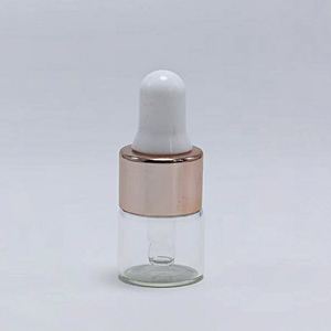 Mini Botella de Vidrio Transparente Ámbar de 1ml 2ml 3ml 5ml con Gotero para Aceites Esenciales y Tapa Dorada Rosa - Product Image 5