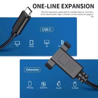 Adaptateur d'extension USB Type C 3.1 mâle vers femelle à montage sur panneau, câble d'extension à visser pour équipement industriel et de bureau