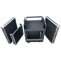 Flight case de haute qualité OEM 8U+4U pour table de mixage DJ et amplificateur, avec amortisseur de chocs, 3 portes, 4 roulettes, support extensible, étanche IP67