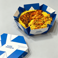 Majlis Takeaway-Behälter Einweg-Boxen für Gebratenen Reis, Gegrilltes Hähnchen, Halal Biryani, Mandi, Kabsa, Bukhari Blossom Faltbare Papierboxen