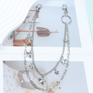 Cadena de Cintura de Doble Capa con Anillo Metálico y Colgante de Estrella, Estilo Hip Hop, Casual, de Aleación de Zinc, Unisex, Cadena Corporal de Moda - Product Image 2