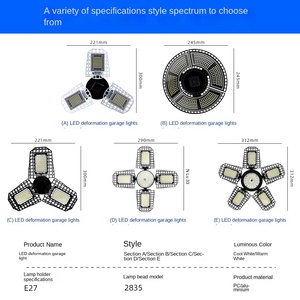 Lumière de garage LED 100-277V, conception pliable, ampoule E27, haute luminosité pour l'éclairage des entrepôts et des ateliers - Product Image 4