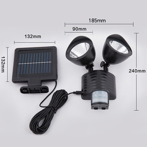 Minghui 22 <b>LED</b> Dual Head Solar Flood <b>Light</b> <b>Motion</b> <b>Sensor</b> Outdoor Wall Garden Yard Lamp - Product Image 1