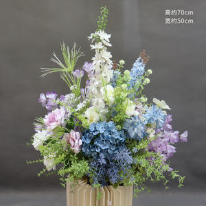 Nouvelle Arrivée : Boule Florale Artificielle Mori Vintage, Fleurs Blanches sur <span class=keywords><strong>Fond</strong></span> Vert, pour Scène de Mariage, Motif Chemin de Soie, en Pot - Product Image 2