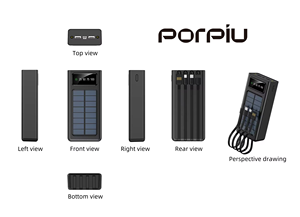 PORPIU Vente Chaude 30000mah <span class=keywords><strong>Portable</strong></span> Banque D'énergie <span class=keywords><strong>Solaire</strong></span> avec 2A <span class=keywords><strong>Chargeur</strong></span> Rapide 4 Câbles Interface D'entrée Micro USB - Product Image 4