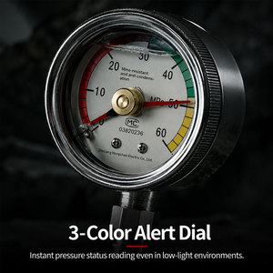 Manomètre à double aiguille, pointeur noir et rouge, indicateur de pression minière, instrument de mesure BZY60 en acier inoxydable - Product Image 1