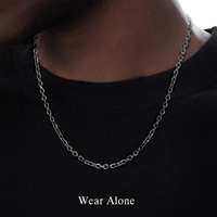 Collar de cable Rolo de cadena de eslabones O de titanio puro para mujeres y hombres piel sensible, cadenas redondas finas hipoalergénicas para colgante