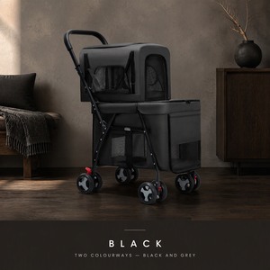 Carrito Plegable de Dos Niveles para Mascotas con Ventanas de Malla para Gatos y Perros - Product Image 3