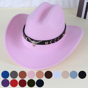Sombrero de Vaquero con Cinturón de Cabeza de Toro, Accesorio de Moda, Protección Solar, Cálido, Resistente al Viento, Poliéster, Primavera 2025 - Product Image 4