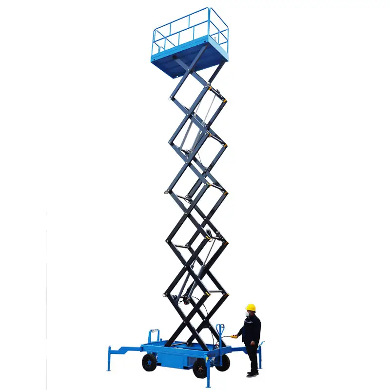 300kg Scissor Type Elevating Platform with puiling device area working platform people push and pull factory price