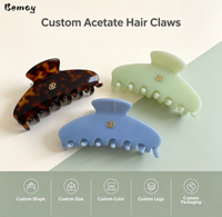 Pince à cheveux en acétate de cellulose Bemay de haute qualité, étiquette dorée, personnalisable, pour femme, pince à tresses élégante