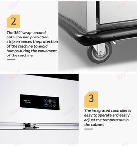 Fabbrica diretta 16 <span class=keywords><strong>32</strong></span> vassoi in acciaio inox elettrico di raffreddamento per alimenti carrello <span class=keywords><strong>a</strong></span> spinta cibo freddo per bere armadio con ruote - Product Image 4