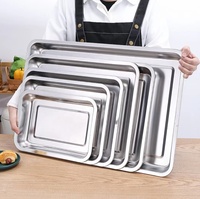 Plateau cafétéria rectangulaire en acier inoxydable, ustensile de cuisine, plateau de cuisson