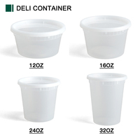 Fabrieksgemaakte transparante plastic wegwerp soepverpakkingen, PP deli containers, luchtdichte deli bekers met deksels