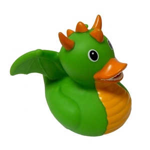Color verde dibujos animados dragón pato vinilo goma pato flotante PVC baño patos - Product Image 4