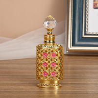 Flacon d'huile de parfum rond de luxe de 12 ml style Dubaï, diffuseur à bâtonnets – Design élégant du Moyen-Orient, flacon de recharge de parfum exquis