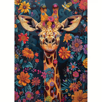 Kit de Peinture Diamant 5D à Perforation Ronde, Portrait de Girafe Coloré, Décoration Murale pour la Maison, Écologique, Personnalisation DIY