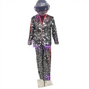 Traje de robot LED con zancos y espejos plateados y dorados para DJ, fiestas, espectáculos, baile, Pascua y Halloween - Product Image 4
