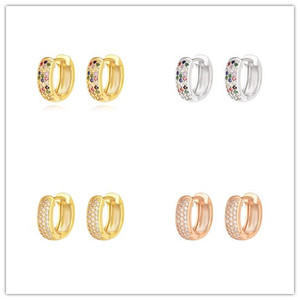 Foxi Jewelry OEM ODM Micro Pave CZ Pendientes <span class=keywords><strong>de</strong></span> diamantes Vintage Gold Circle Geometric Dangle Hoop Earring para mujer - Product Image 6