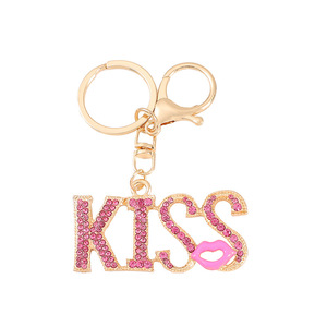 Portachiavi con Lettere KISS in Strass per Donne, Charm per Borse, Anello Portachiavi per Auto, Ciondolo Regalo - Product Image 5