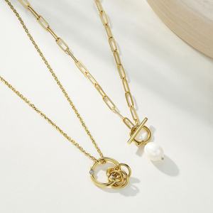 Collana in acciaio al titanio placcato oro reale 18k di lusso personalizzata Non sbiadita Versatile alla moda catena per clavicola da donna - Product Image 3