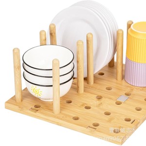 Bamboo Dish <b>Rack</b> Kitchen Drain <b>Rack</b> Multi Functional <b>Plate</b> Storage <b>Rack</b> With Stand For Home Use - Product Image 2