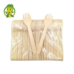 4.13 Inch Disposable Mini Wooden Sporks 2 in 1 Spoon and Fork Dessert Fruit Ice Cream for Scooping Soft Foods