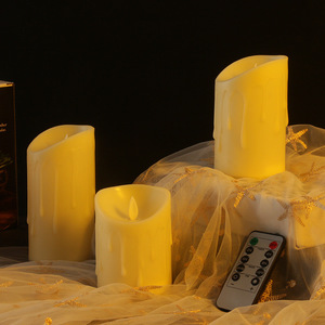 Vlamloze Kaarsen 4 "5" 6 "Set Van 3 Plastic <span class=keywords><strong>Led</strong></span> Kaars Realistische Dansende Vlam Met Afstandsbediening <span class=keywords><strong>Timer</strong></span> Functie - Product Image 1