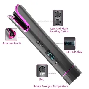 Kablosuz USB pil şarj edilebilir bukle makinesi otomatik döner tip-c şarj taşınabilir saç bigudi