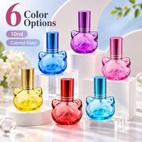 Botol Parfum Kaca Bentuk Kucing 10ml Custom, Botol Wewangian Mini Berwarna Kosong dengan Tutup untuk Kemasan Kosmetik