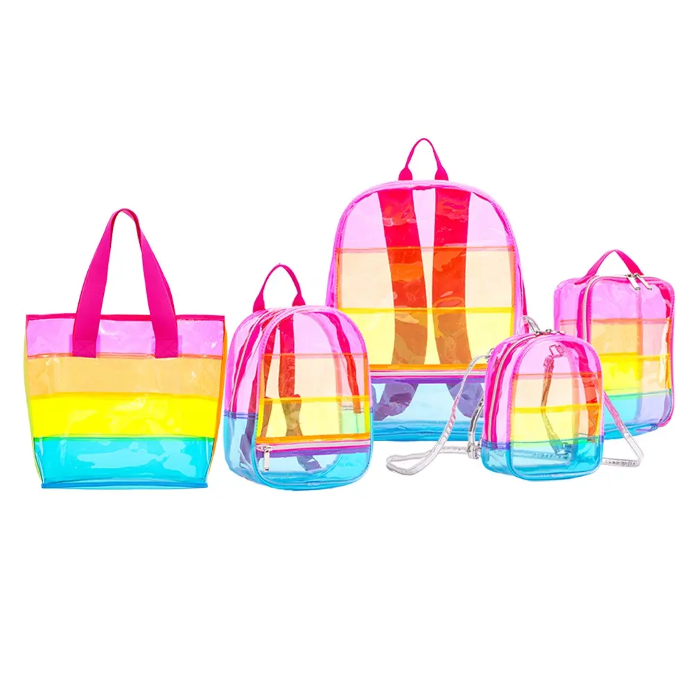 Pvc Tote Bag Transparent Clear PVC Backpack Color Clear Purse Bag For Girl's