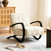 Fauteuil individuel de loisirs BTSC005 avec accoudoirs, surface en tissu confortable, coussin en éponge haute densité, structure en acier, pour salon