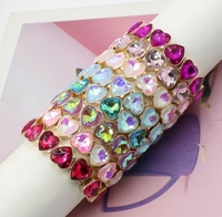 CENDA Dopamine Kleur Hart Strass Elastische Armband Dames Legering Kristal Rekbaar Armbandje Feest Pols Sieraden Valentijnscadeau