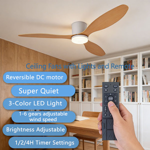 Lampadario Ventilatore a LED da 52 Pollici con Venature Naturali del Legno, Alta Potenza Eolica, Telecomando, Costruzione Moderna in Metallo, Compatibile AC 220V Agi32 - Product Image 2