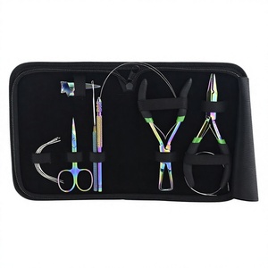Kit d'outils d'extension de cheveux en acier inoxydable avec enlèvement des perles et pinces à sertir aiguilles pinces à ciseaux doigt de séparation et crochet de traction - Product Image 1