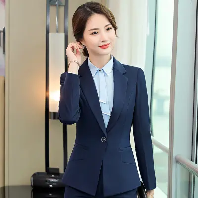 Nanchang Xihui Navy Blazer Buttons Woman Ladies 3 Piece Suits Office
