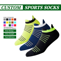 Chaussettes de sport personnalisées en gros avec logo, anti-humidité, coupe basse, avec languette, pour la course, le cyclisme et l'entraînement