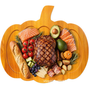 ถาดไม้รูปฟักทองทรงกลมสีเรโทรสำหรับงานเลี้ยงวันขอบคุณพระเจ้า จานเสิร์ฟลายเรียบ 1 ชิ้น สำหรับตกแต่ง - Product Image 1