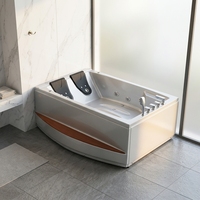 Baignoire de luxe moderne en acrylique blanc écologique pour une personne, avec massage à air, bain à remous et drain d'angle, idéale pour appartement, villa, hôtel
